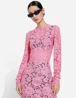 Branded floral cordonetto lace sheath dress