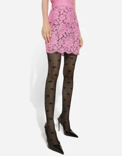 Branded floral cordonetto lace miniskirt