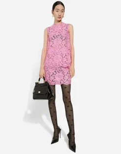 Branded floral cordonetto lace miniskirt