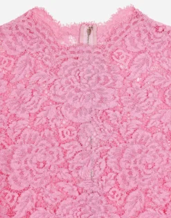 Branded floral cordonetto lace top