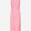 Branded stretch lace calf-length dress