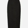 Branded stretch lace midi skirt