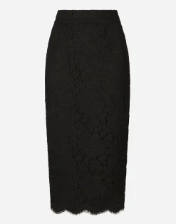 Branded stretch lace midi skirt