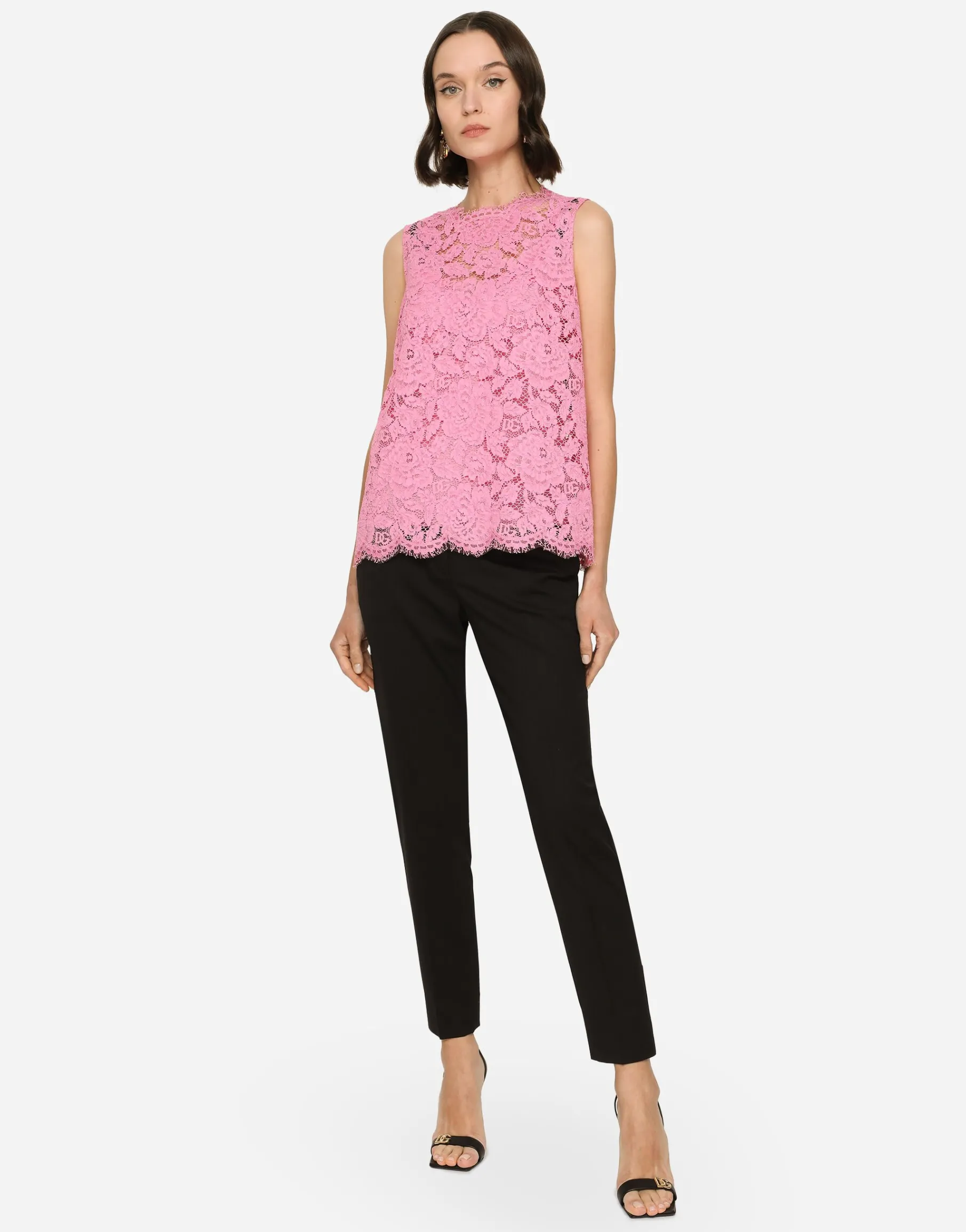 Branded stretch lace top