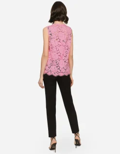 Branded stretch lace top