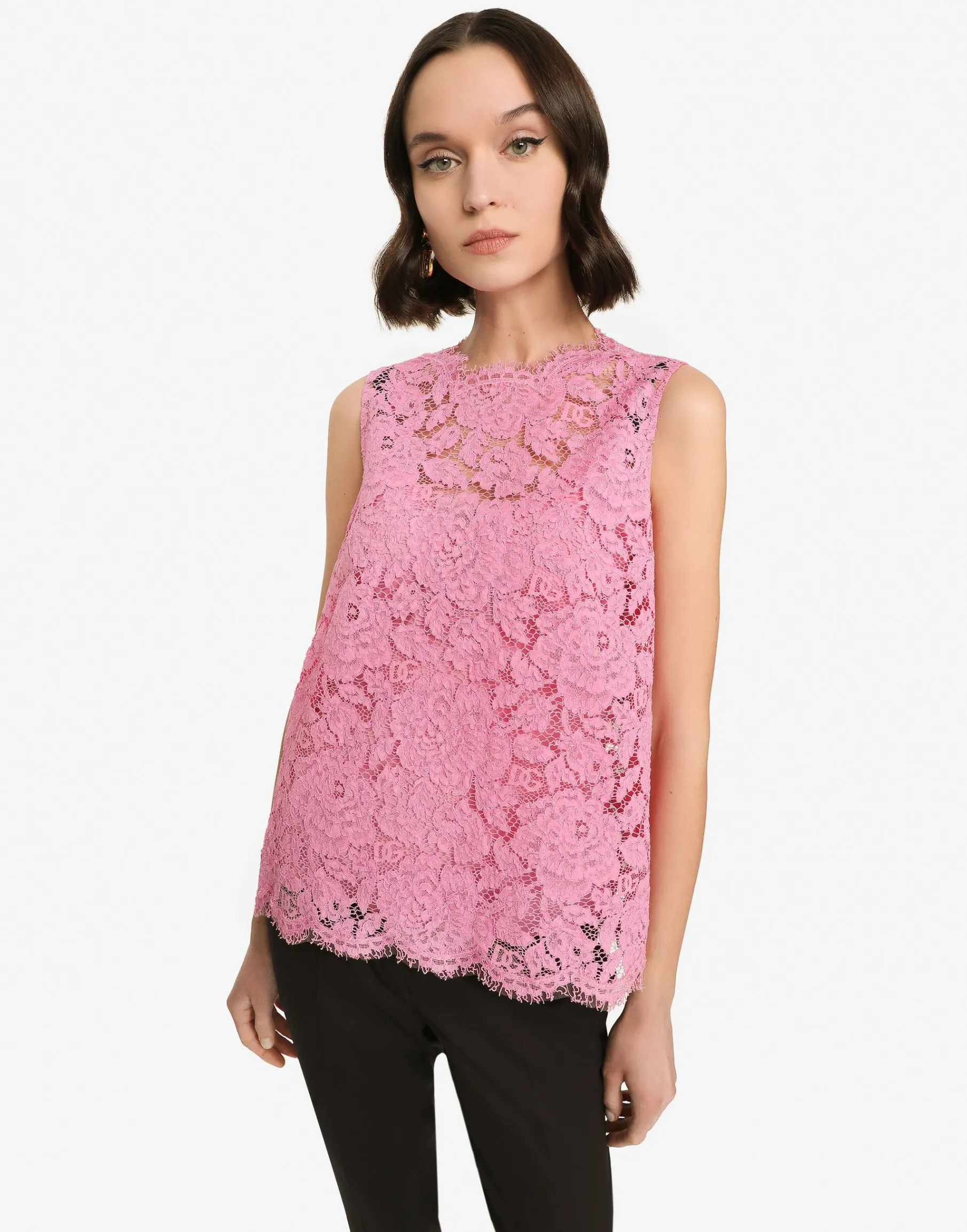Branded stretch lace top