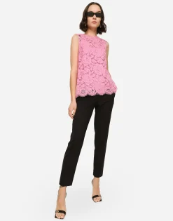 Branded stretch lace top