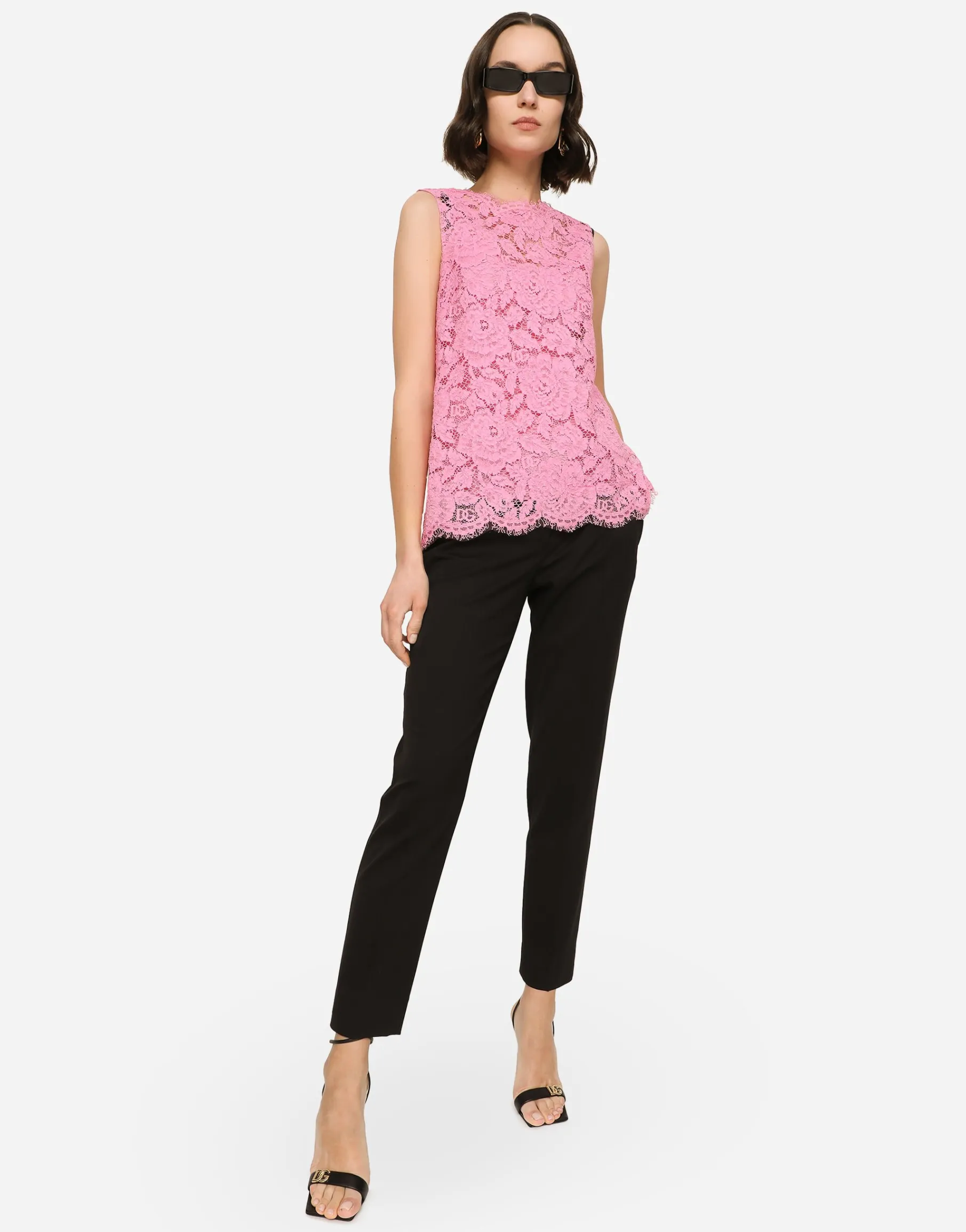 Branded stretch lace top