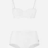 Broderie anglaise balconette bikini with high-waisted bikini bottoms