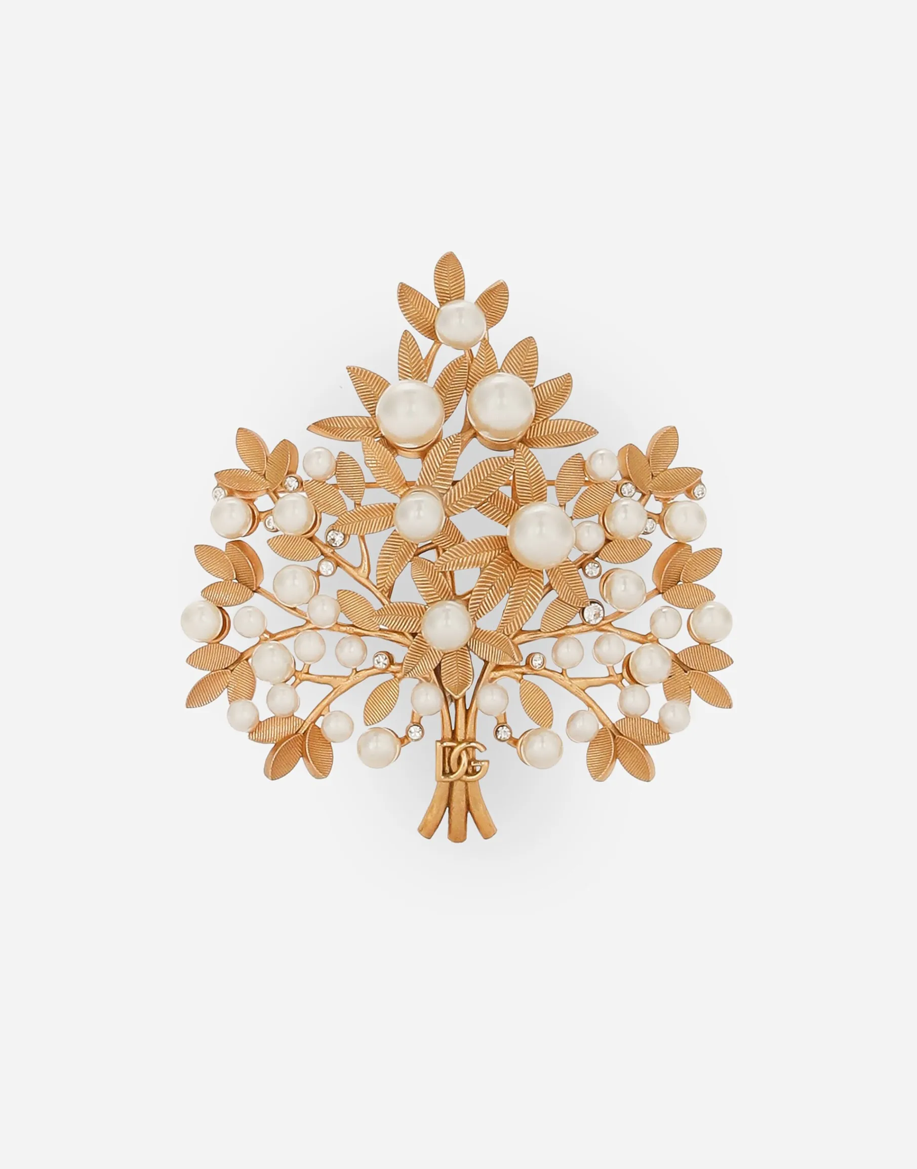 Brooch with branches, leaves and DG logo