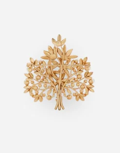 Brooch with branches, leaves and DG logo
