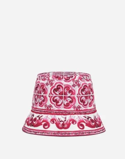 Bucket hat with Majolica print