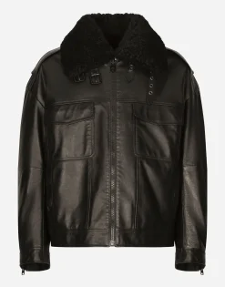 Bullskin jacket with shearling details
