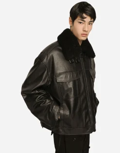 Bullskin jacket with shearling details