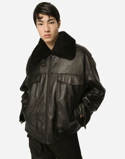Bullskin jacket with shearling details