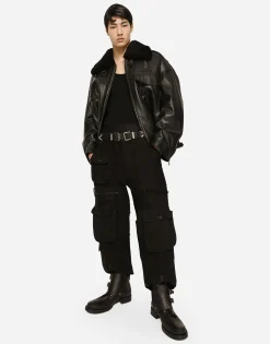 Bullskin jacket with shearling details