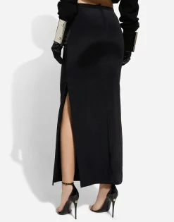 Cady calf-length skirt with slits