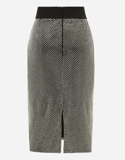 Calf-length crystal mesh skirt