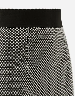 Calf-length crystal mesh skirt