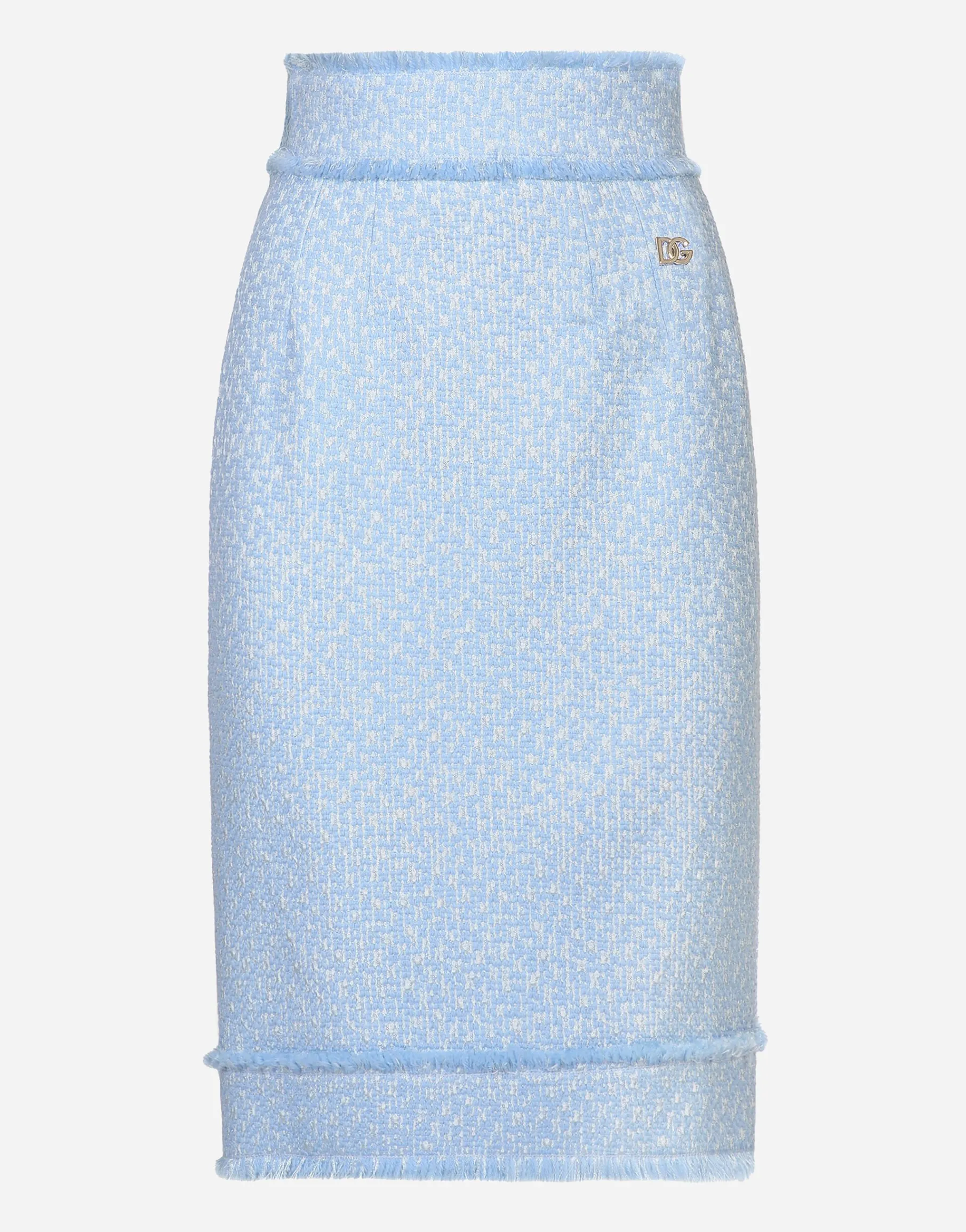 Calf-length raschel tweed pencil skirt with DG logo