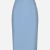 Calf-length wool crêpe pencil skirt with DG logo
