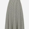 Calf-length wool houndstooth circle skirt