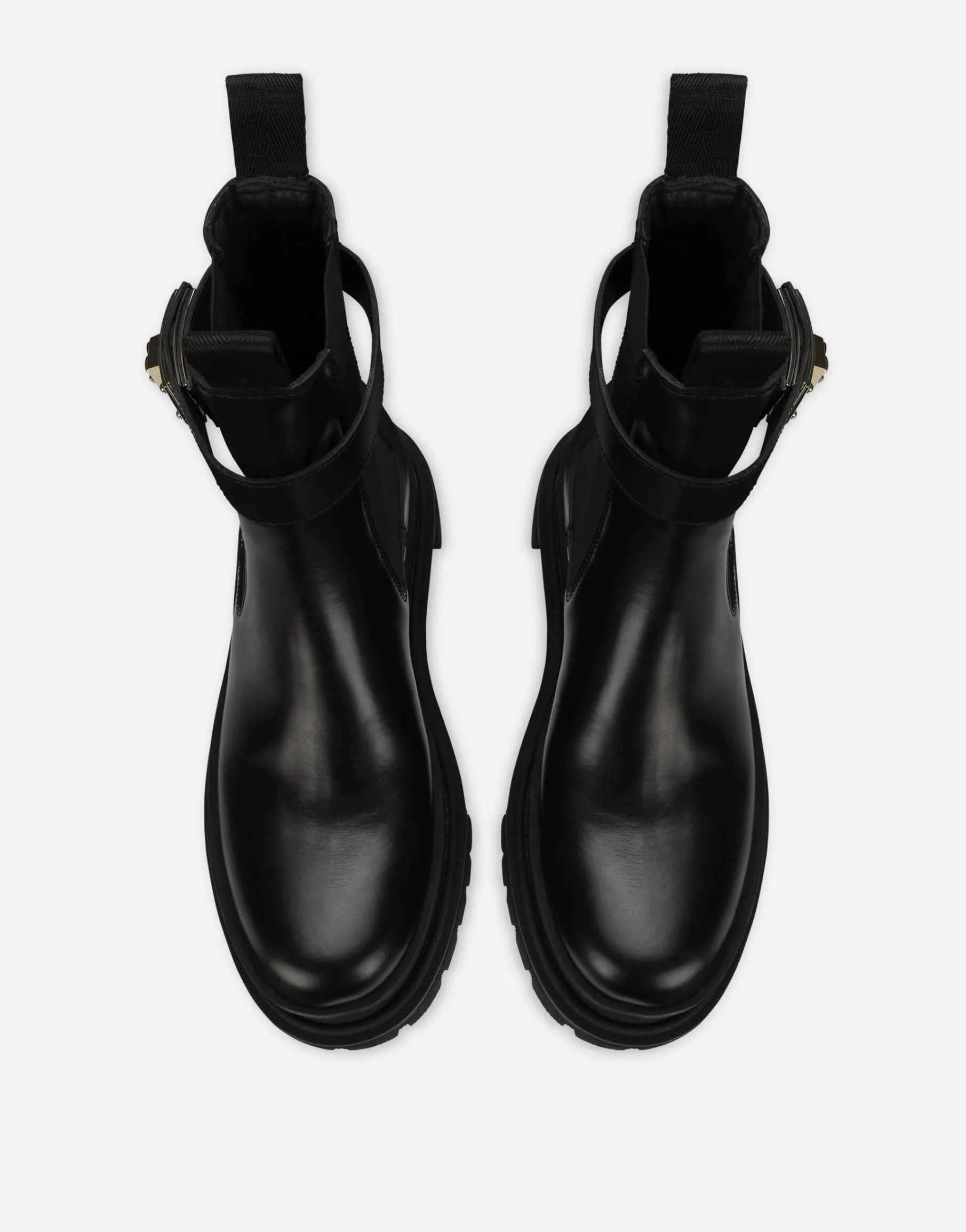 Calfskin ankle boots with branded strap
