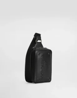 Calfskin belt bag with raised logo
