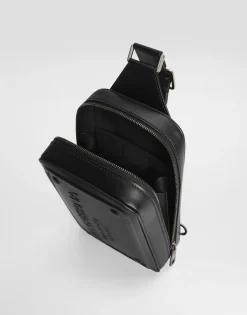 Calfskin belt bag with raised logo