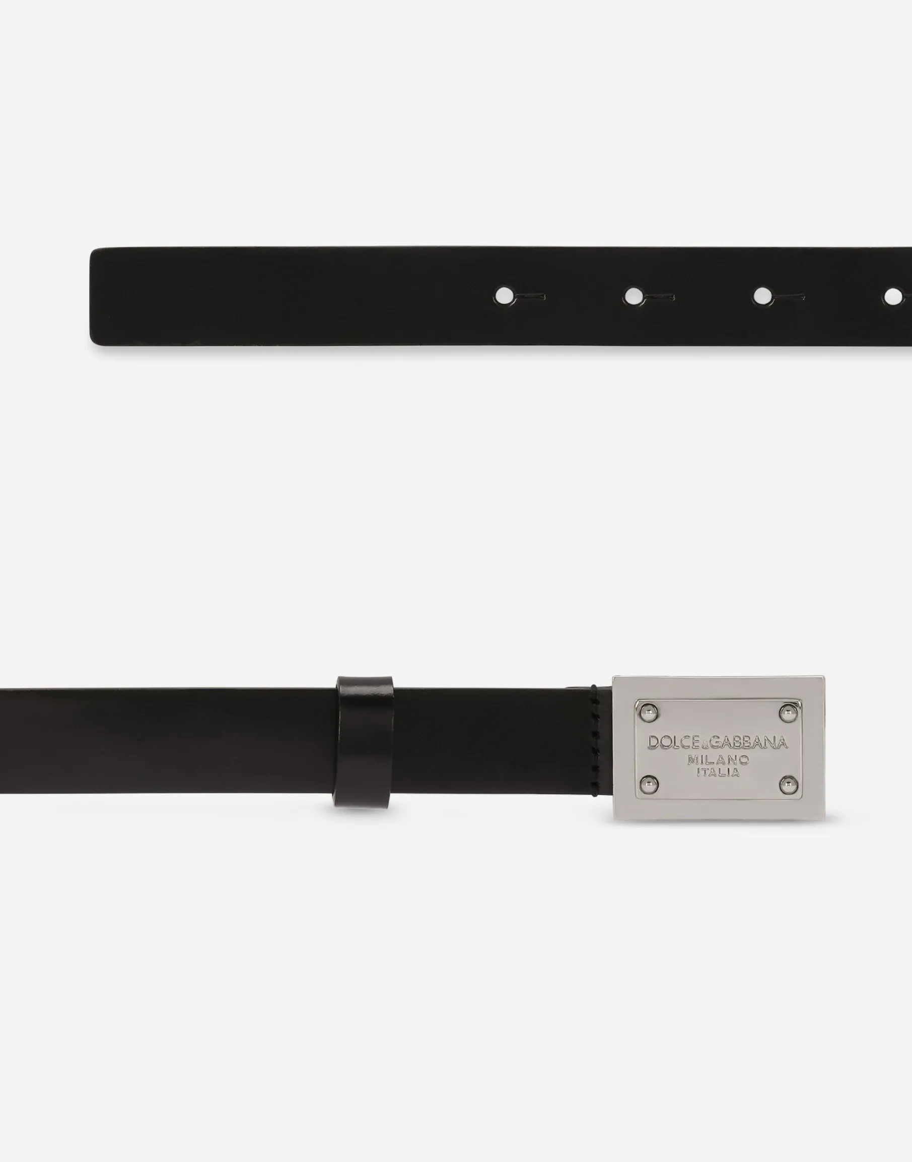 Calfskin belt with branded tag