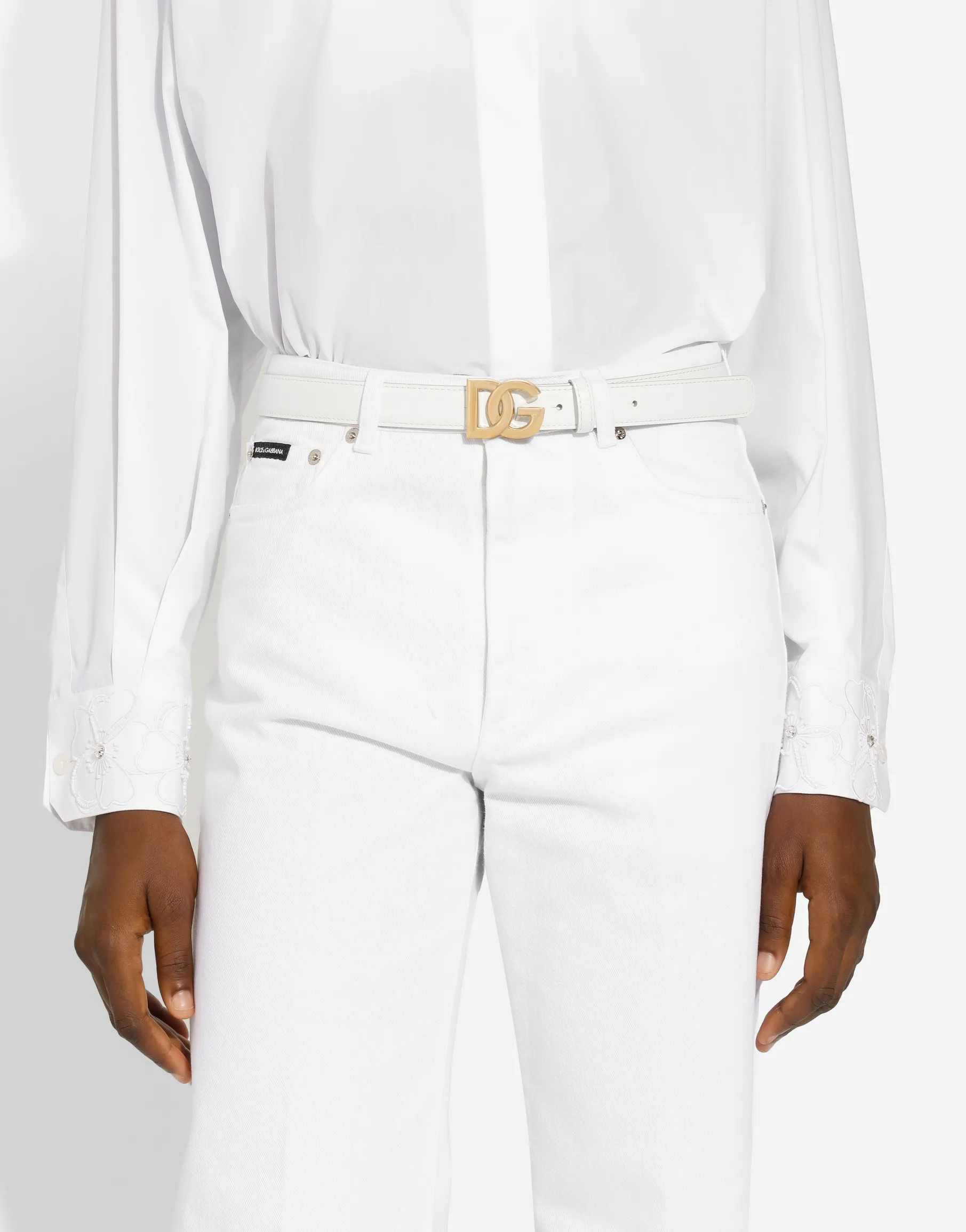 Calfskin belt with DG logo