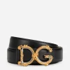 Calfskin belt with logo