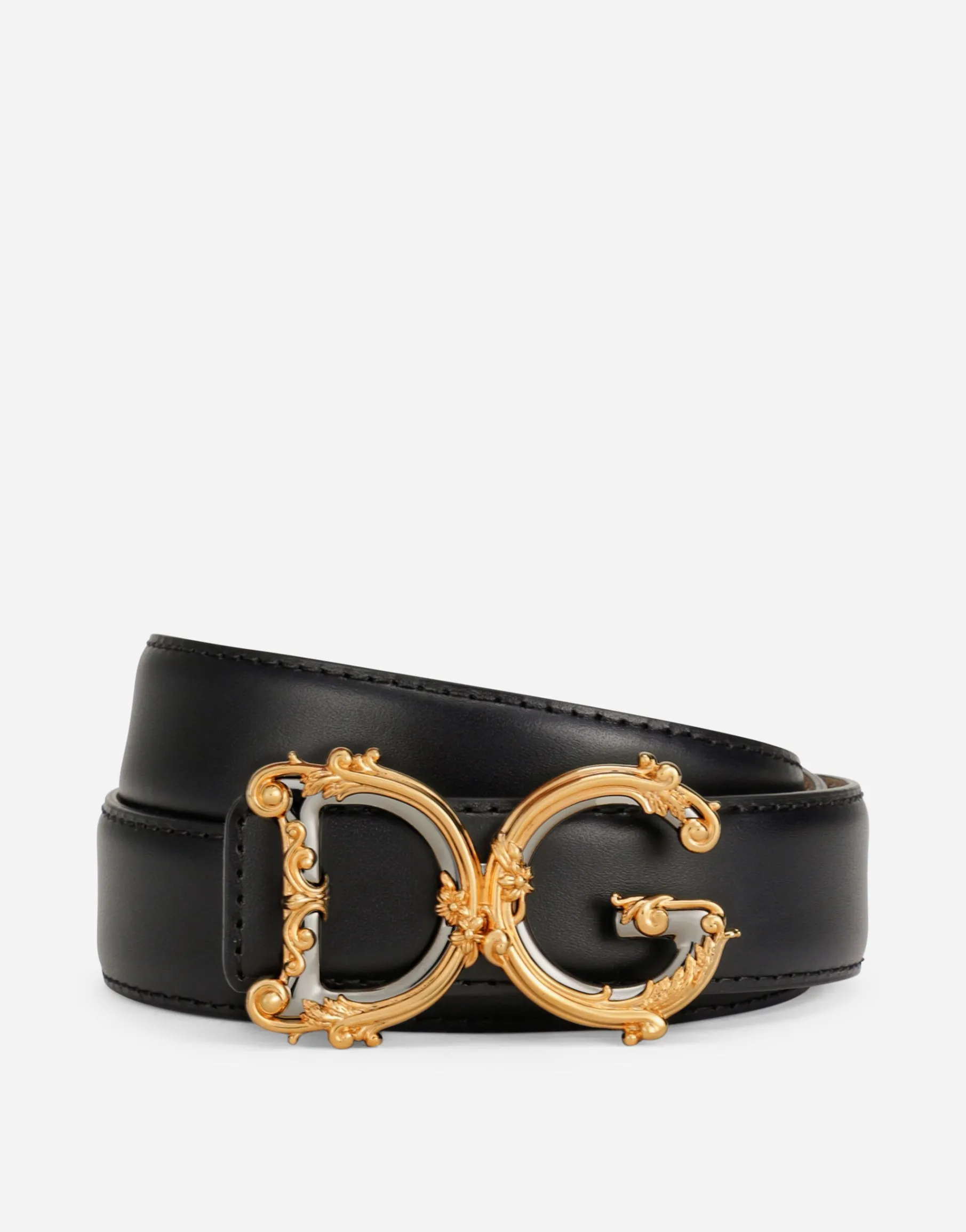Calfskin belt with logo