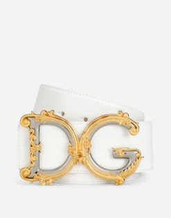 Calfskin belt with logo
