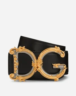 Calfskin belt with logo