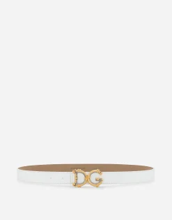 Calfskin belt with logo