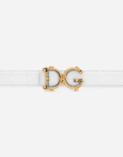 Calfskin belt with logo