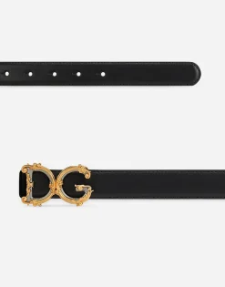 Calfskin belt with logo
