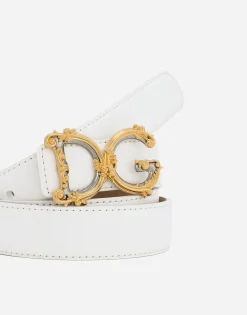 Calfskin belt with logo