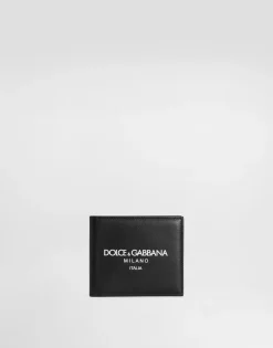 Calfskin bifold wallet with logo