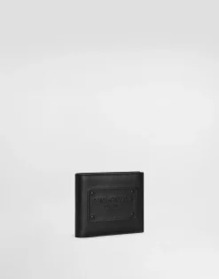 Calfskin bifold wallet with raised logo