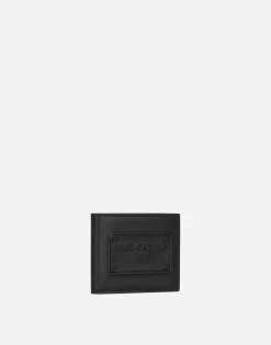 Calfskin bifold wallet with raised logo