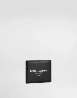 Calfskin bifold wallet with logo