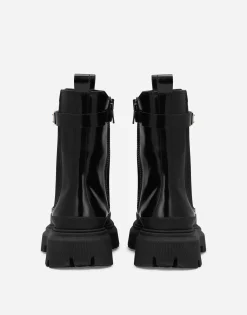 Calfskin boots with logo tag