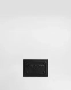 Calfskin card holder with raised logo