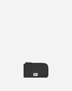 Calfskin card holder with branded plate