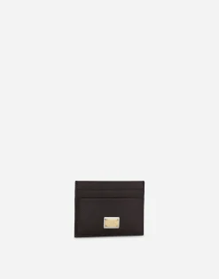 Calfskin card holder with branded plate