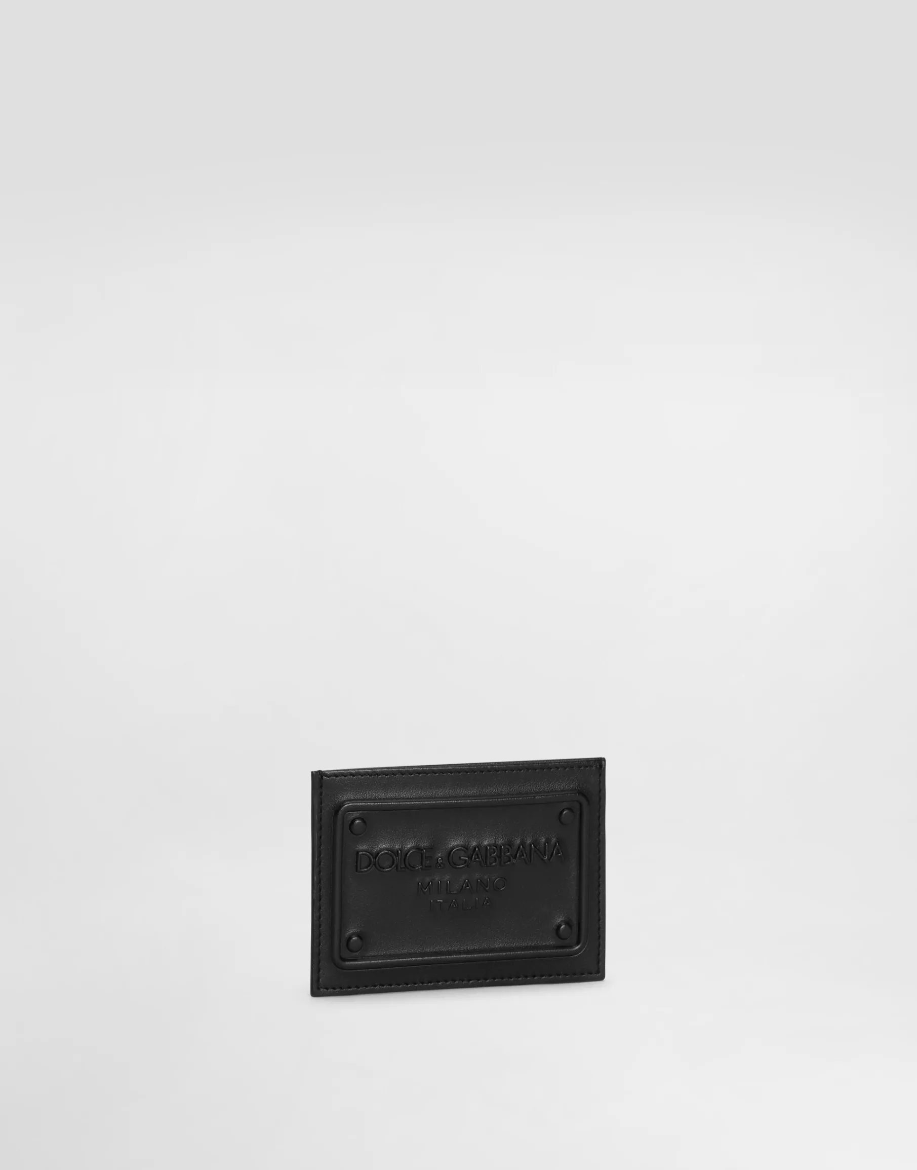 Calfskin card holder with raised logo
