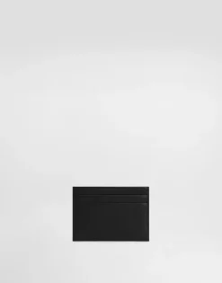 Calfskin card holder with raised logo