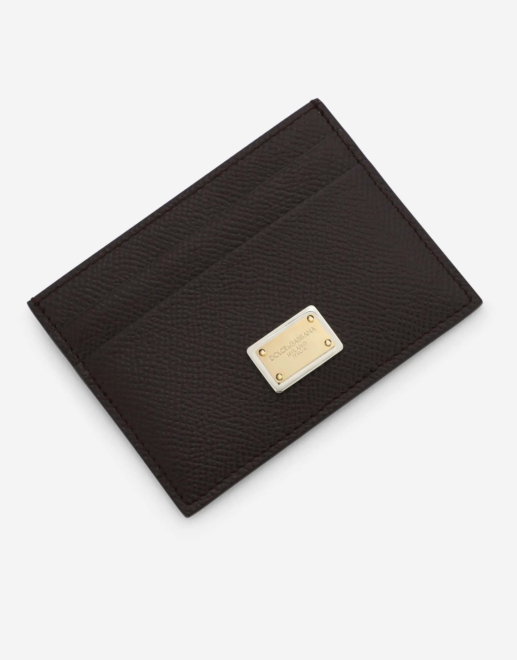 Calfskin card holder with branded plate